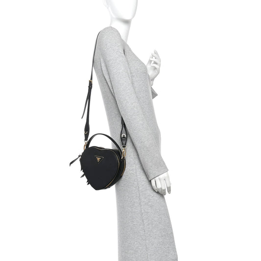 Saffiano Lux Odette Heart Crossbody Black