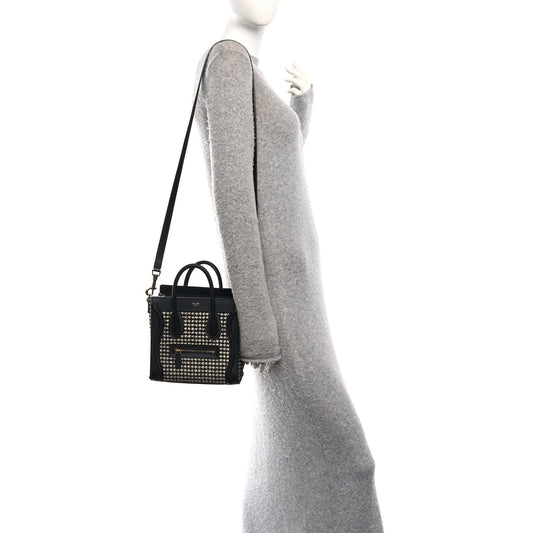 Smooth Calfskin Houndstooth Nano Luggage White Black
