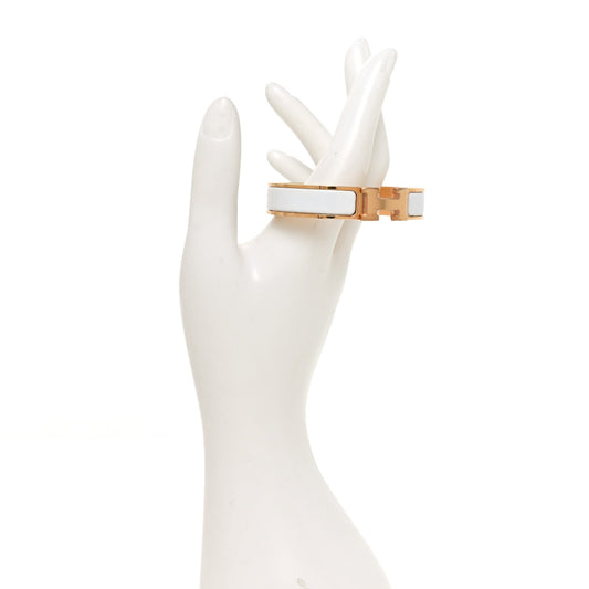 Enamel Narrow Clic Clac H Bracelet PM White