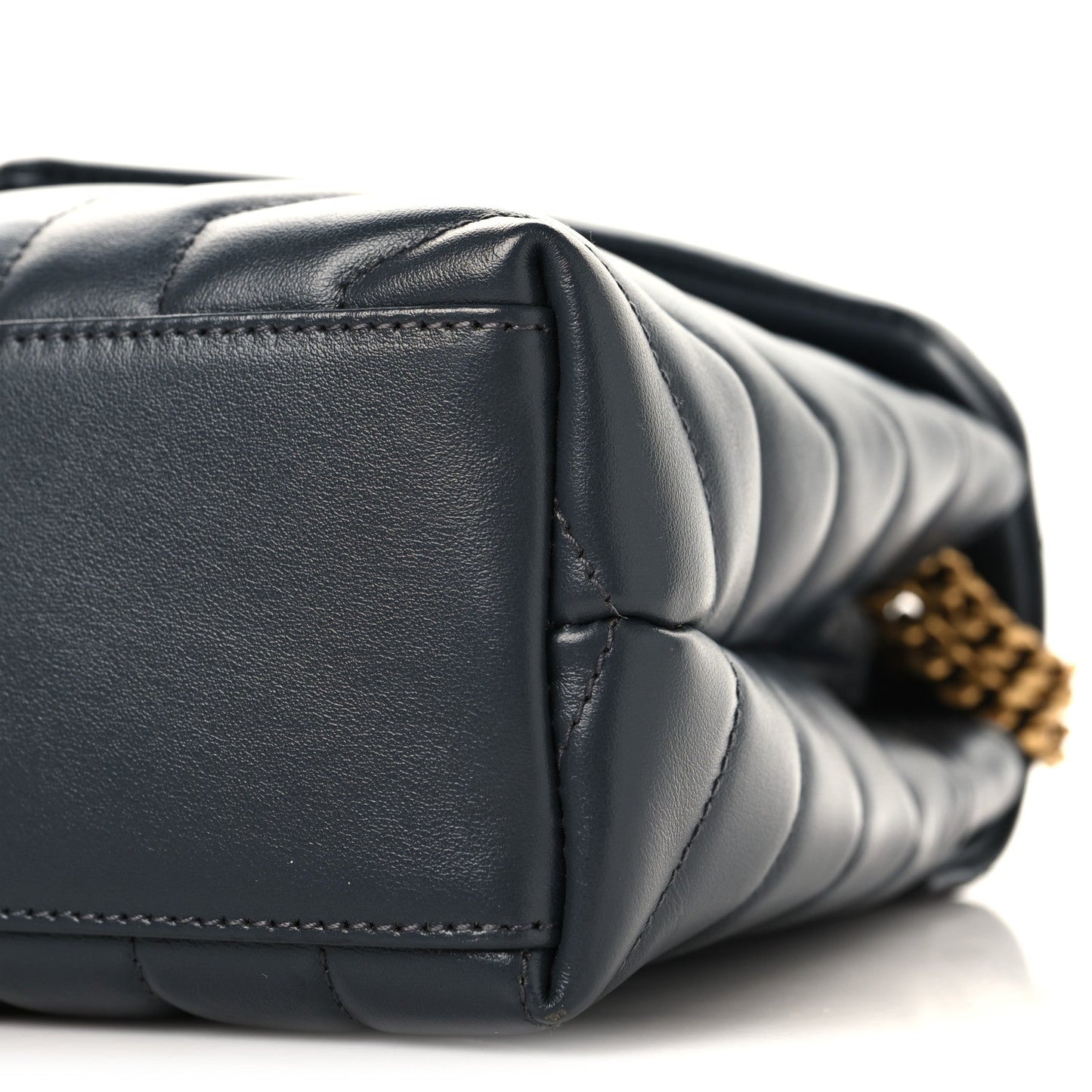 Calfskin Y Quilted Monogram Small Loulou Chain Satchel Dark Smog