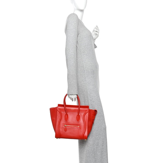 Drummed Calfskin Micro Luggage Vermillion