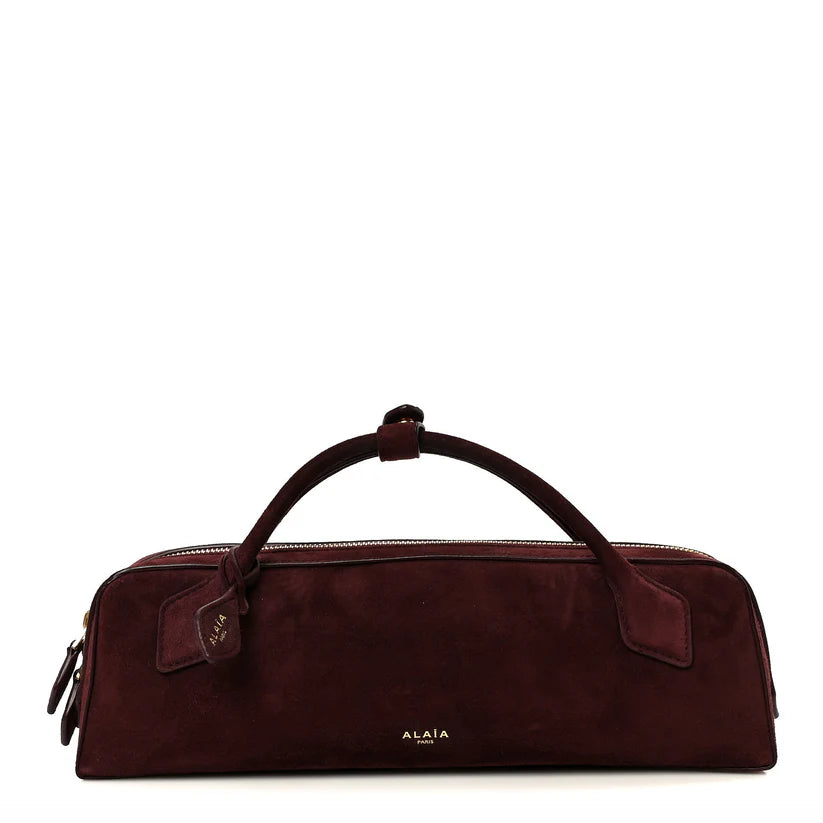 Alaia Suede Goatskin Teckel Clutch Rouge Grenat