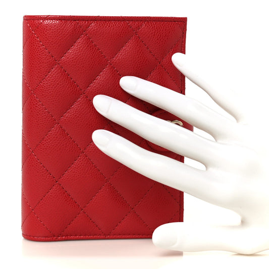 Caviar Quilted Passport Holder Red