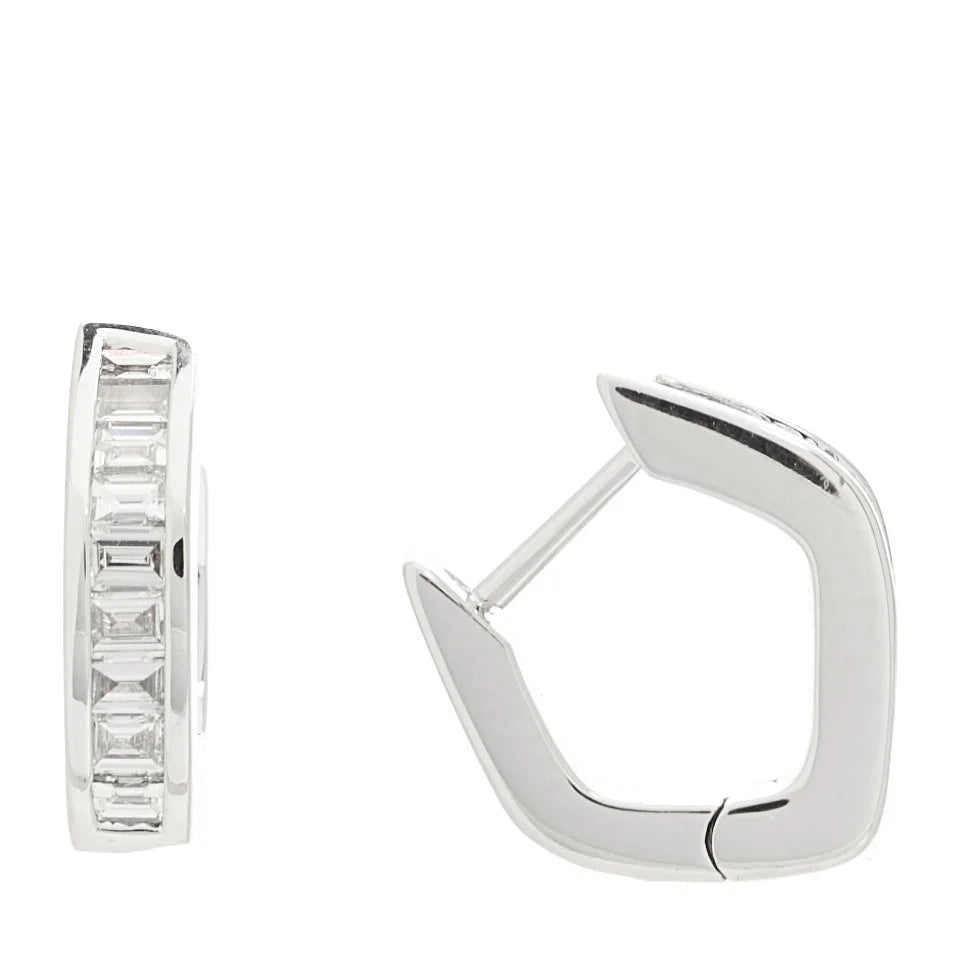 Anita Ko 18K White Gold Diamond Baguette Georgie Huggie Earrings