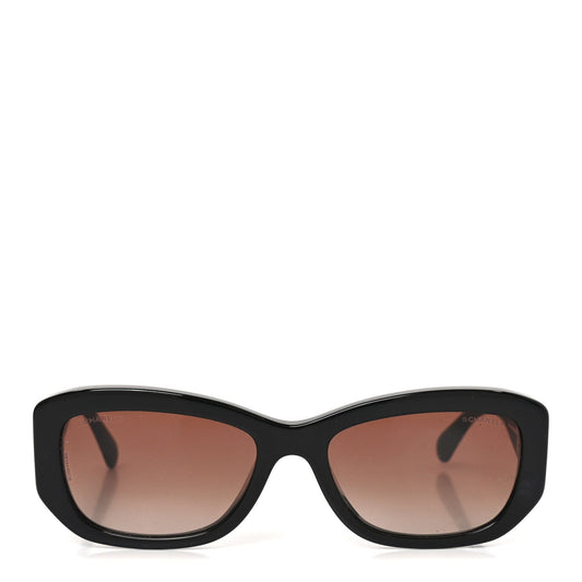 Acetate Rectangle Sunglasses 5493-A Black Brown