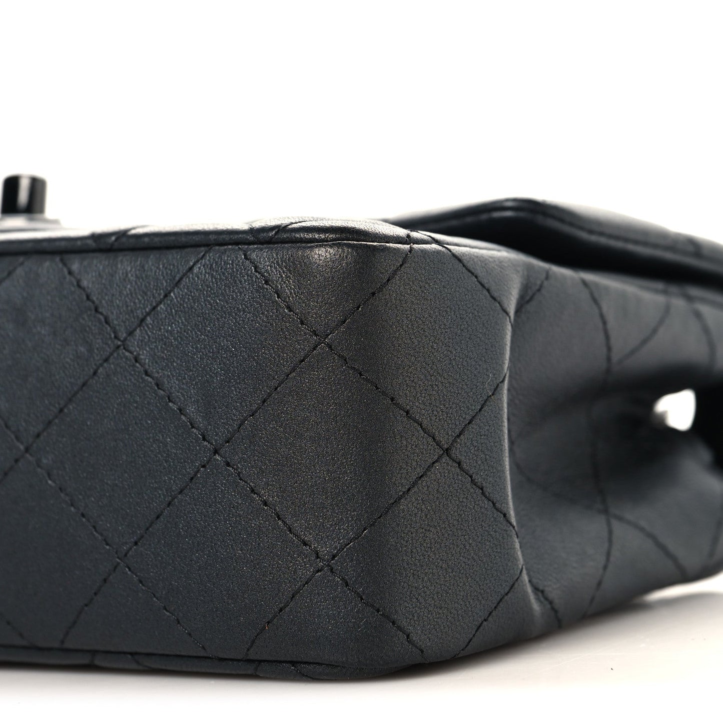 Pearly Lambskin Quilted Mini Rectangular Flap So Black