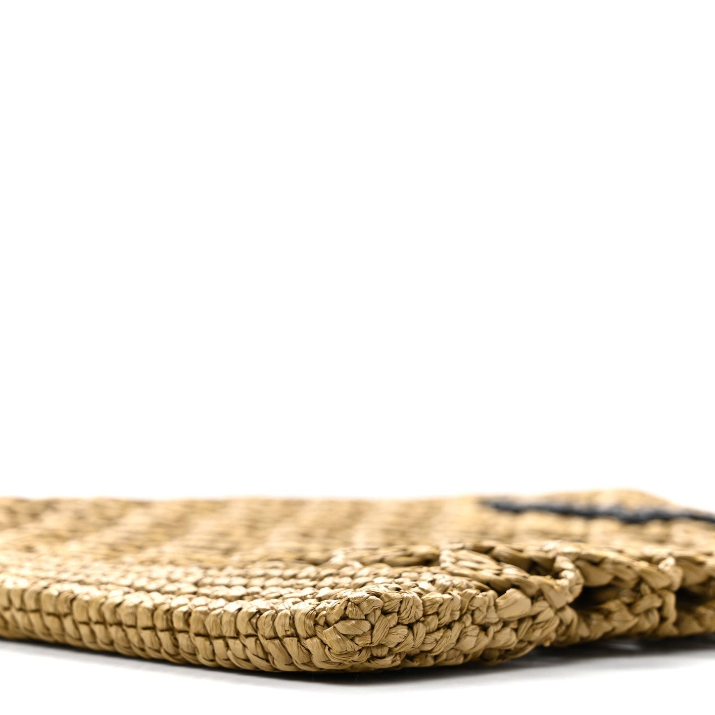 Yarn Raffia Effect Crochet Logo Embroidered Tote Bag Oliva