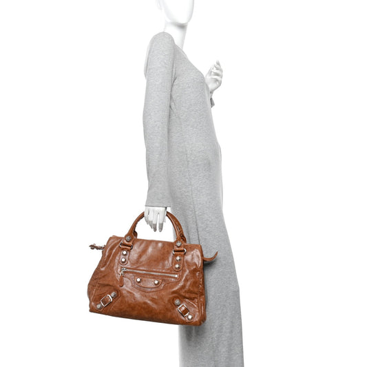 Agneau Giant 21 Silver Hardware Mid Day Brown