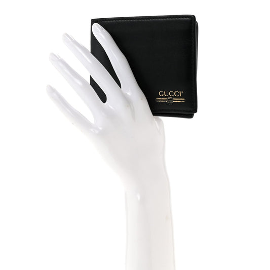 Plutone Calfskin Logo Bi-Fold Wallet Black