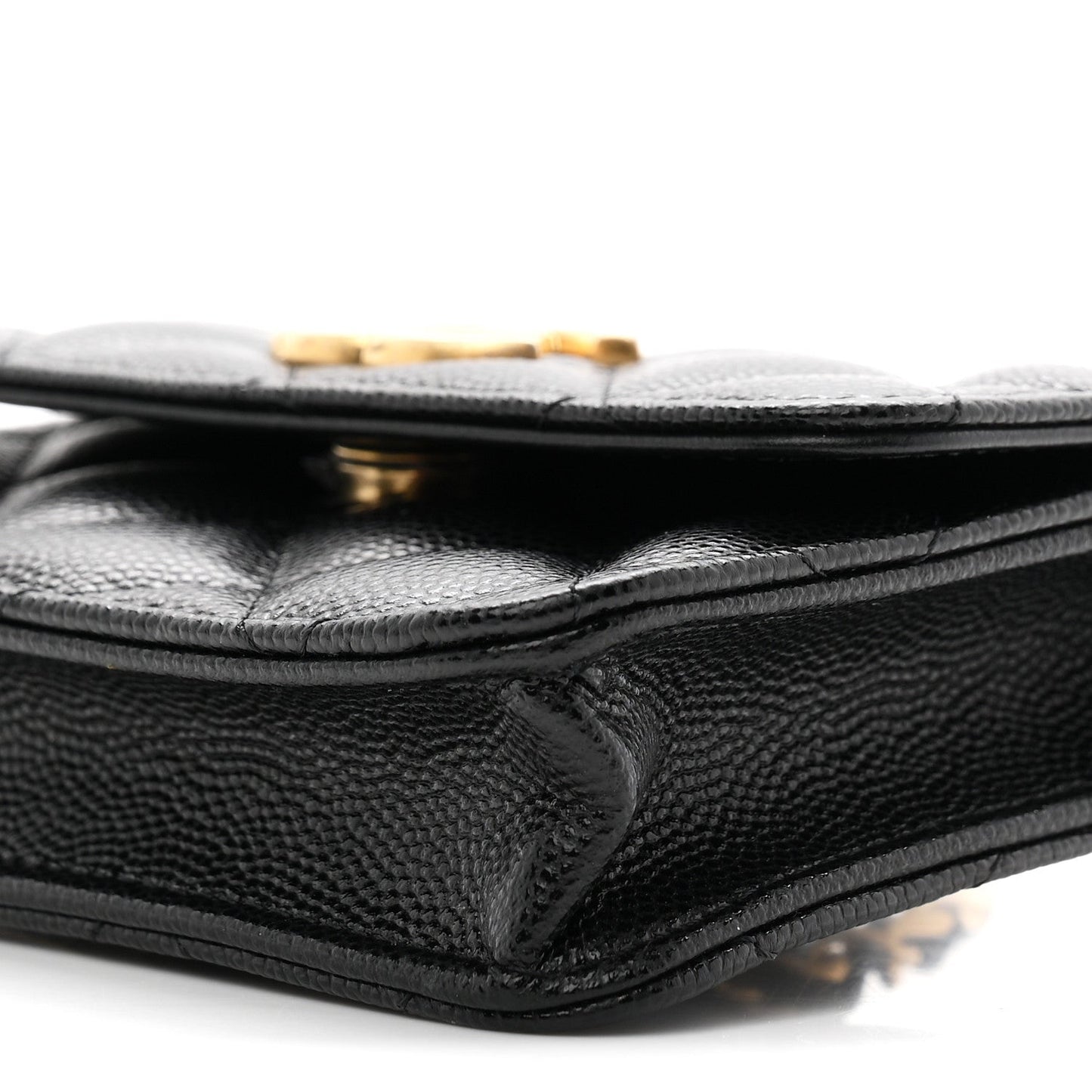 Caviar Quilted Belt Bag With Charms On Chain Black