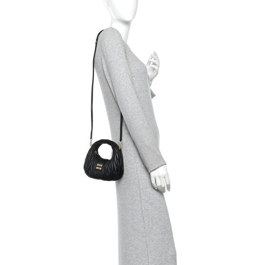 Nappa Matelasse Mini Wander Hobo Black