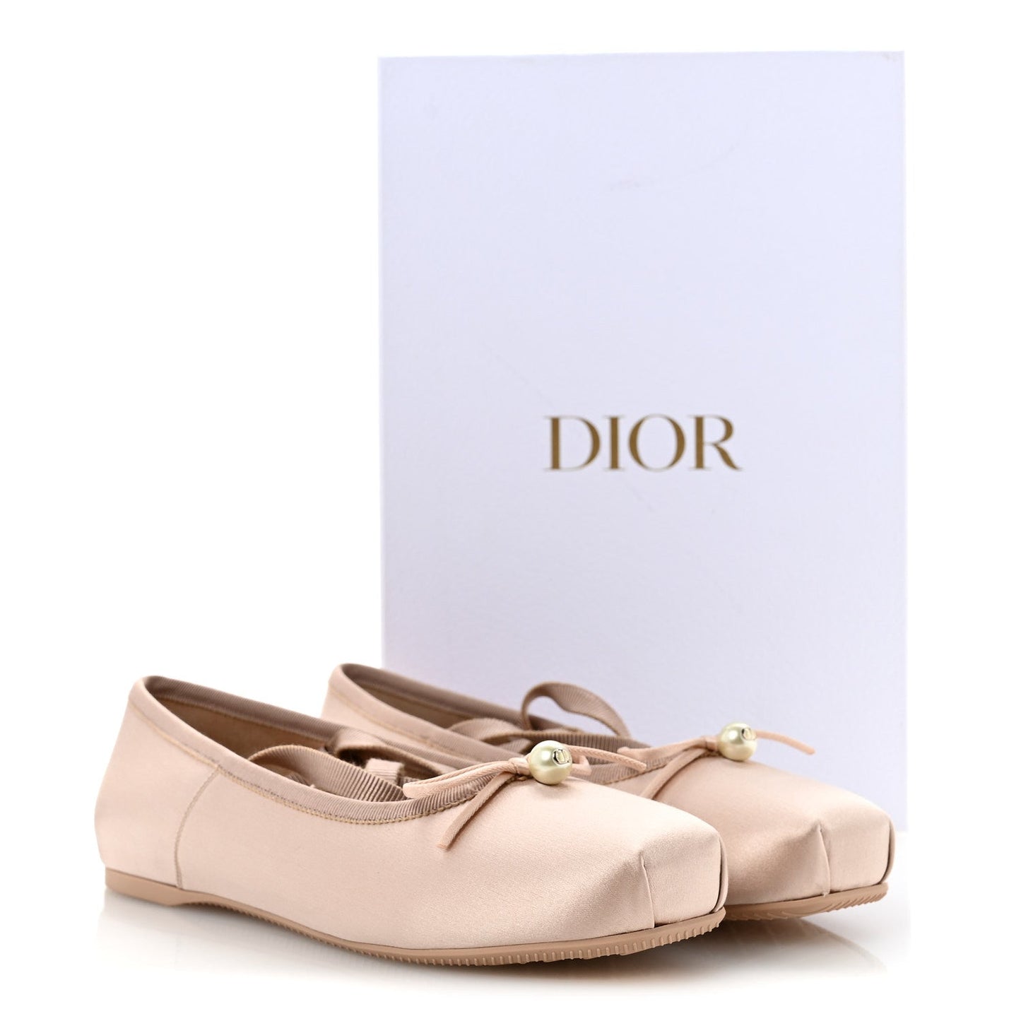 Satin Grosgrain D-Joy Ballet Flats 36 Beige Rose