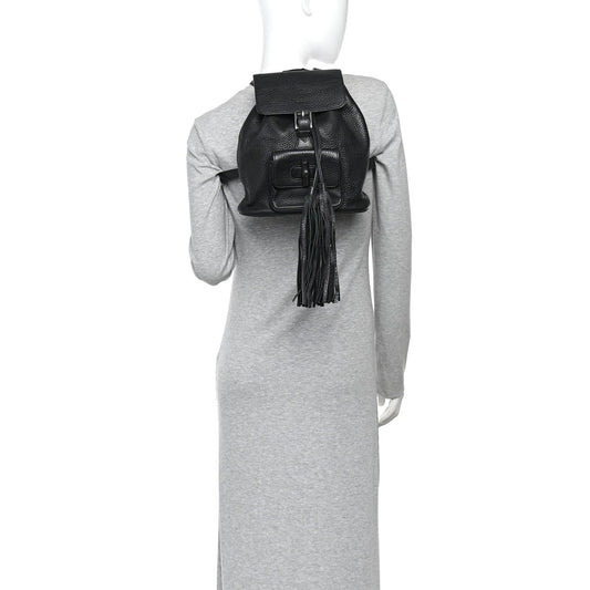 Calfskin Small Bamboo Backpack Black