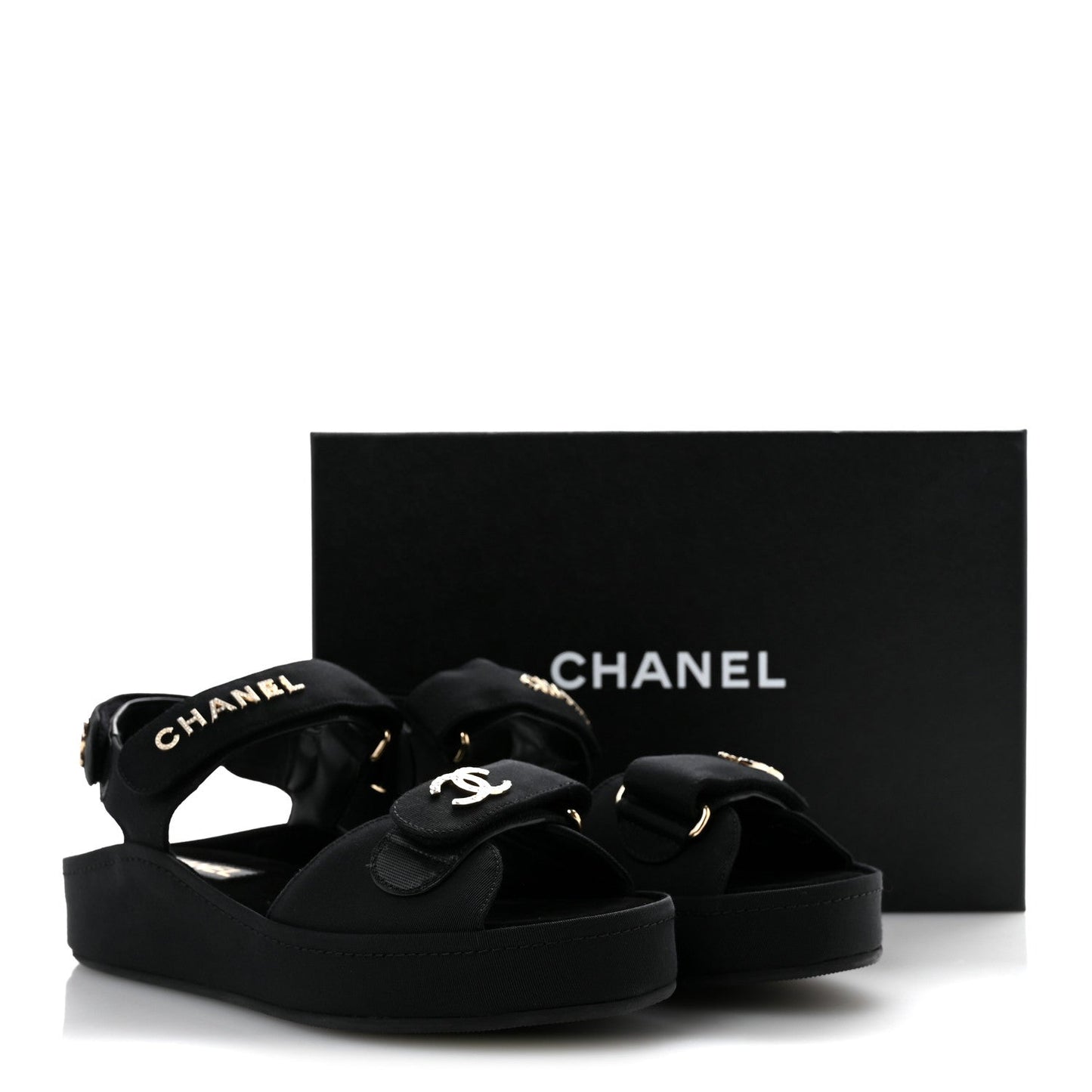 Grosgrain Crystal Logo Platform Sandals 38 Black