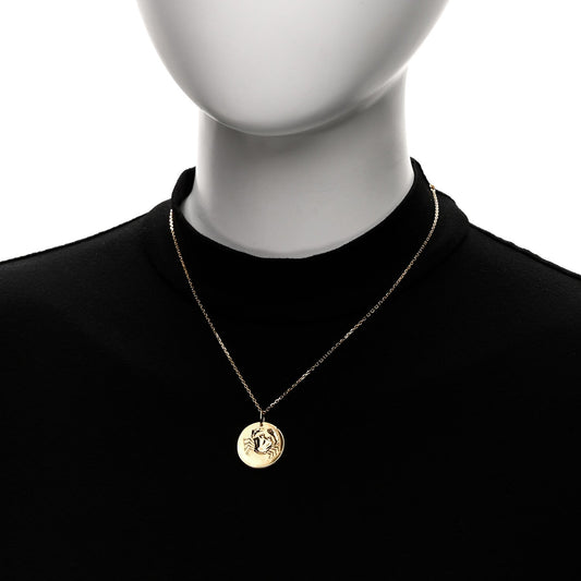 18K Yellow Gold Zodiac Cancer Pendant Necklace