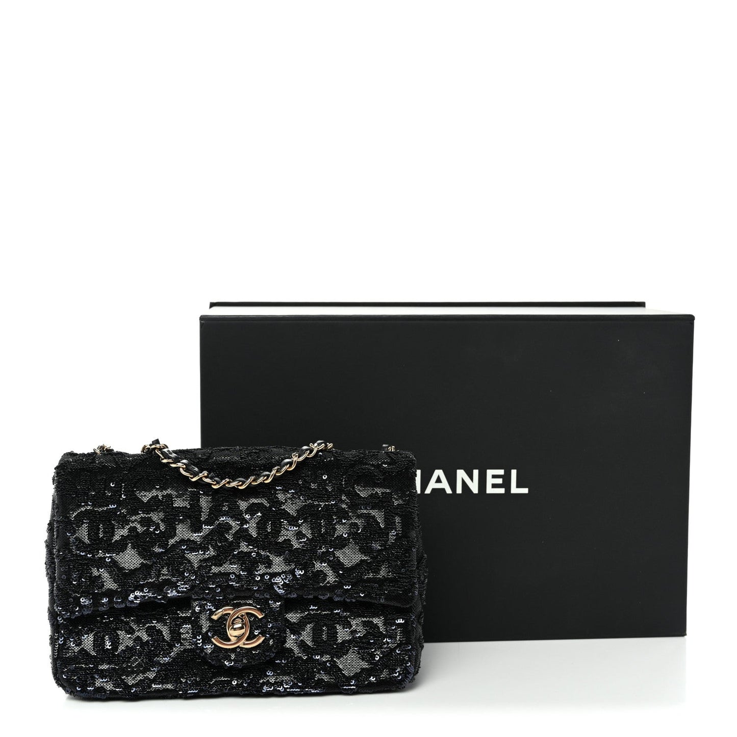 Sequin Quilted Small Single Flap Black