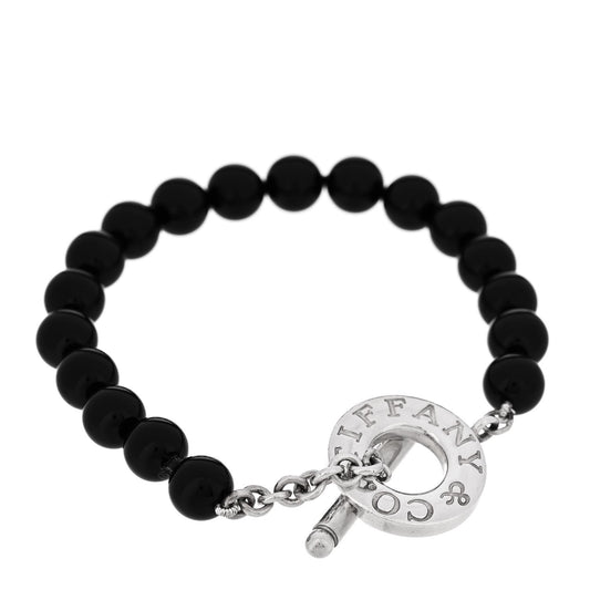 Sterling Silver Black Onyx Bead Toggle Bracelet