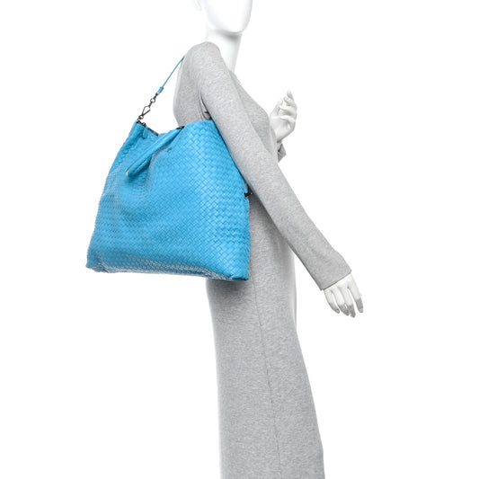 Nappa Intrecciato Maxi Convertible Tote Turquoise