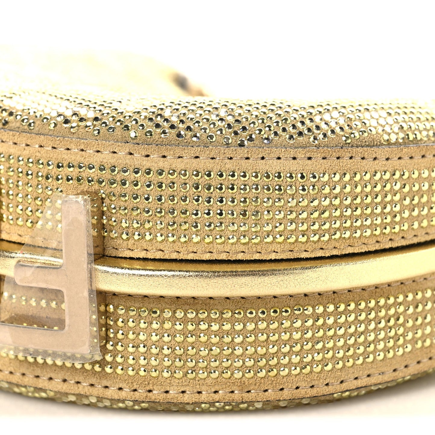 Crystal Vitello Laminato Suede FF Nano Fendigraphy Hobo Charm Platino