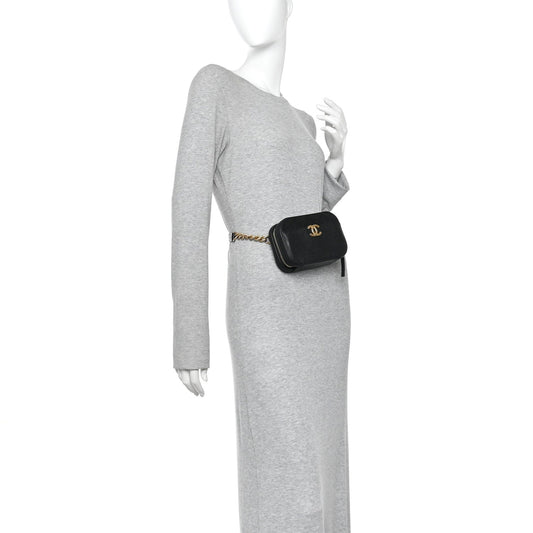 Caviar Quilted Waist Bag Black