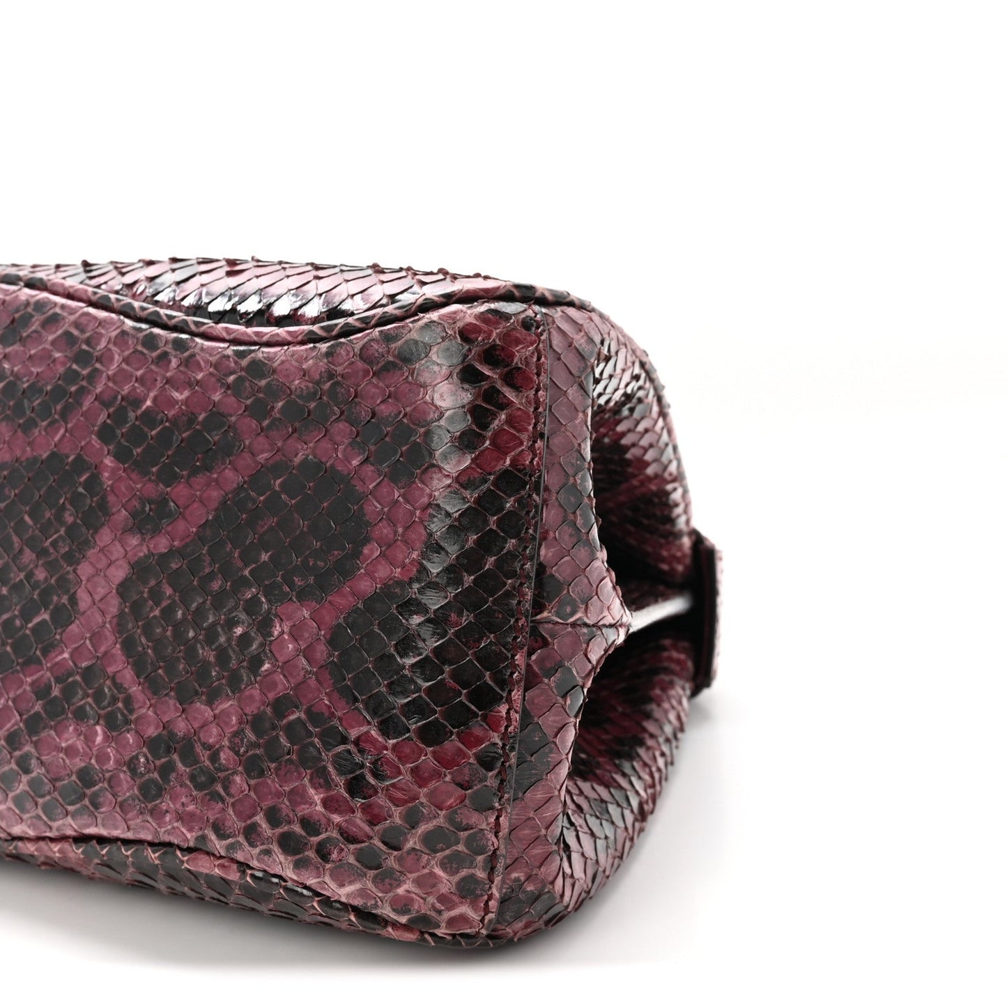 Snakeskin Bamboo Medium Lady Lock Top Handle Bag Purple
