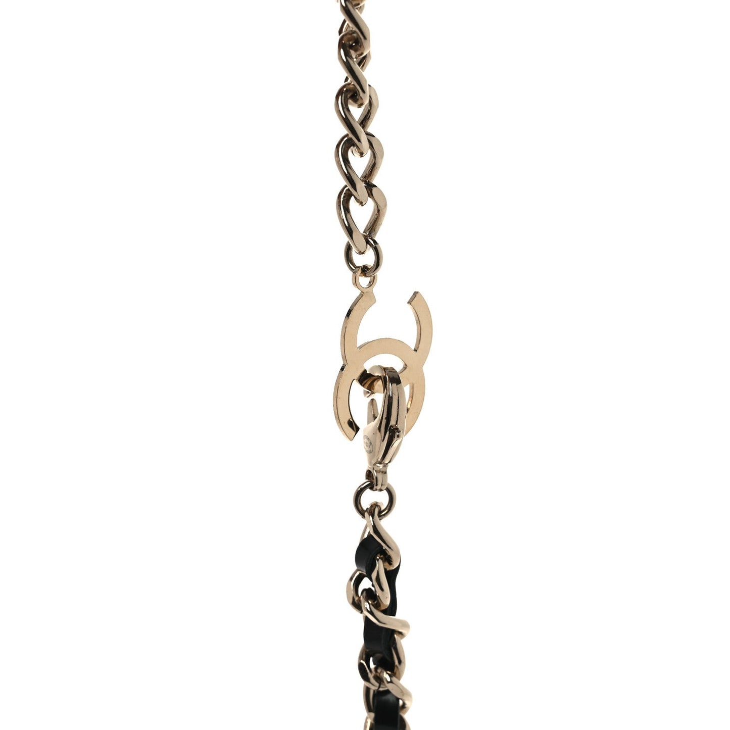 Lambskin Metal CC Chain Logo Belt Gold