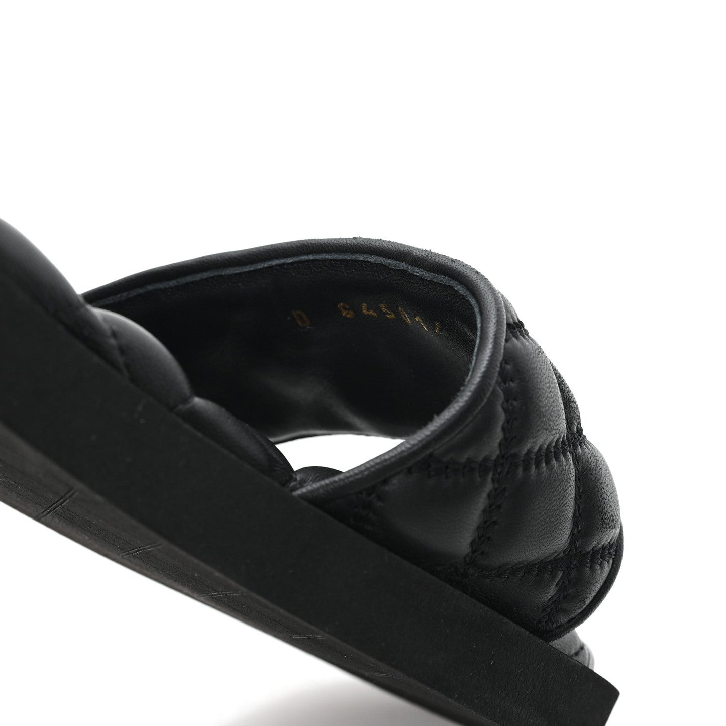 Lambskin Quilted Textured CC Mules Sandals 39 Black