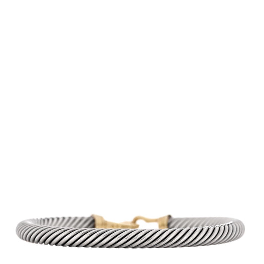 Sterling Silver 14K Yellow Gold 5mm Cable Classic Buckle Bracelet