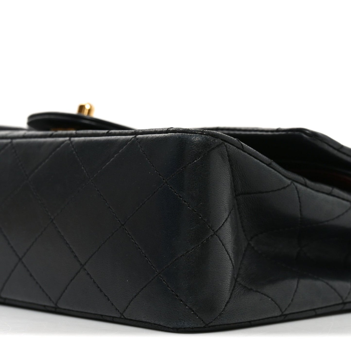 Lambskin Quilted Medium Double Flap Black