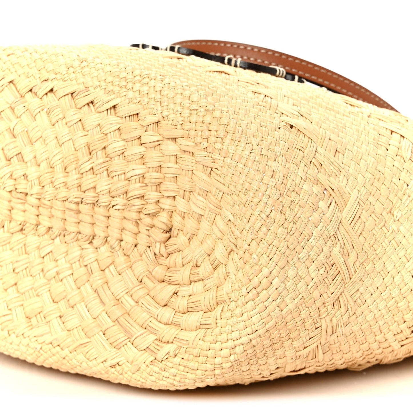 Calfskin Raffia Medium Anagram Basket Tote Bag Natural Tan