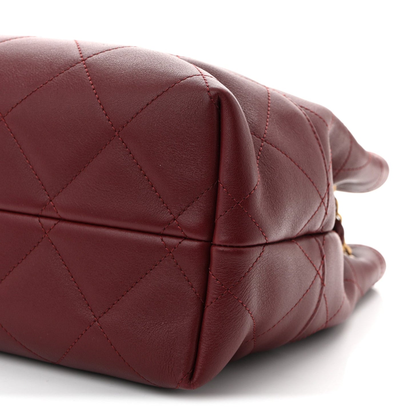 Calfskin Quilted Small Coco Base Shopping Bag Burgundy