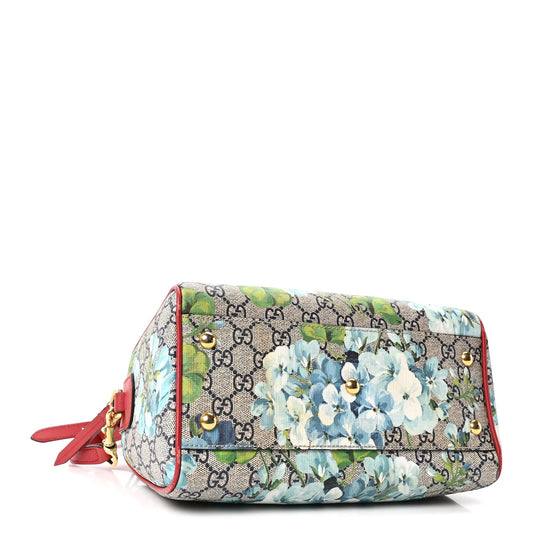 Gucci GG Supreme Monogram Blooms Small Boston Beige Blue Navy Hibiscus Red