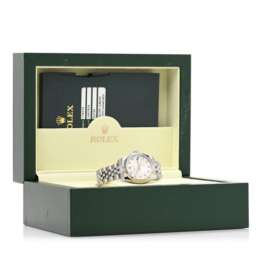 Rolex Stainless Steel 18K White Gold Diamond 31mm Oyster Perpetual Datejust Watch Silver Jubilee 178274