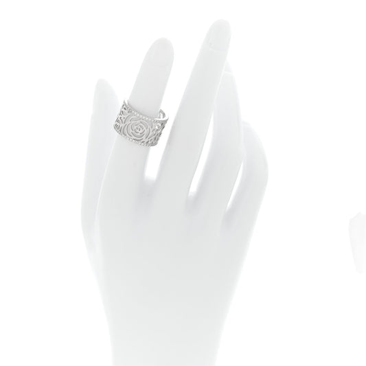 18K White Gold Diamond Camellia Ajoure Band Ring 50 5.5