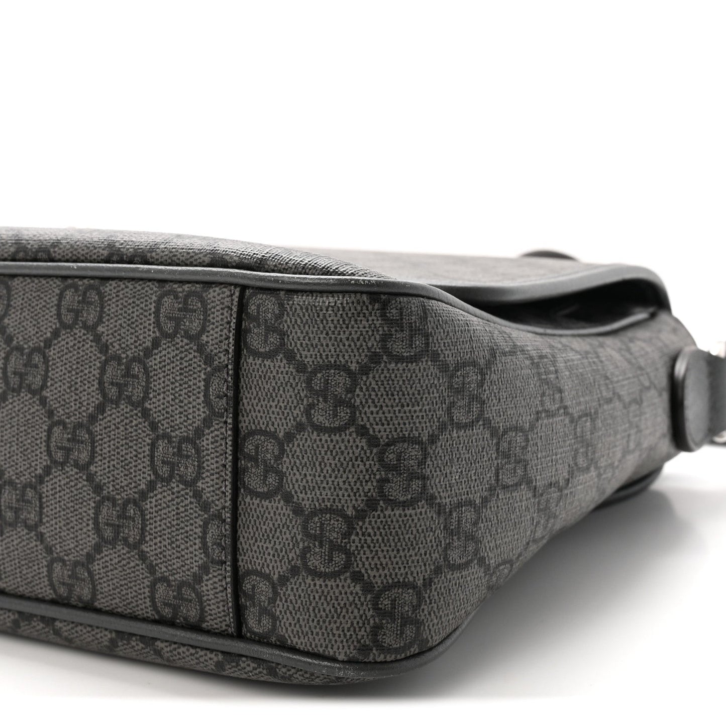 Tender GG Supreme Monogram Textured Dollar Calfskin Ophidia Messenger Bag Grey Black Graphite Grey