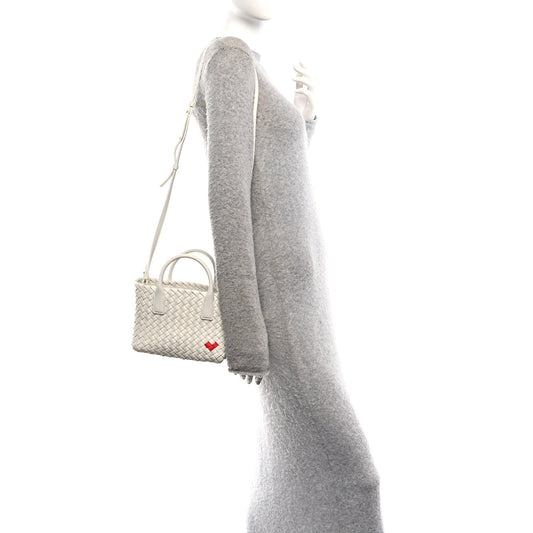 Nappa Intrecciato Mini Heart Cabat White