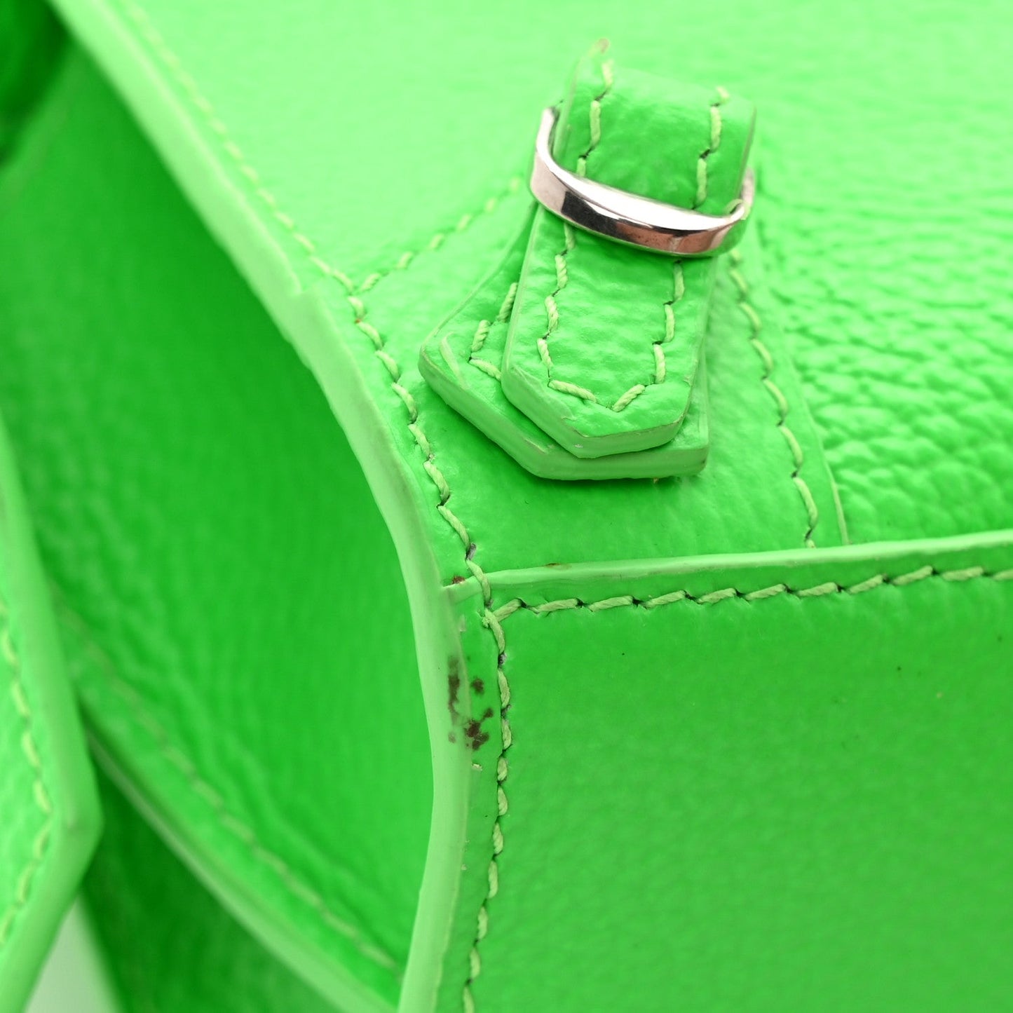 Grained Calfskin Neo Classic Silver Hardware Nano City Crossbody Fluo Green