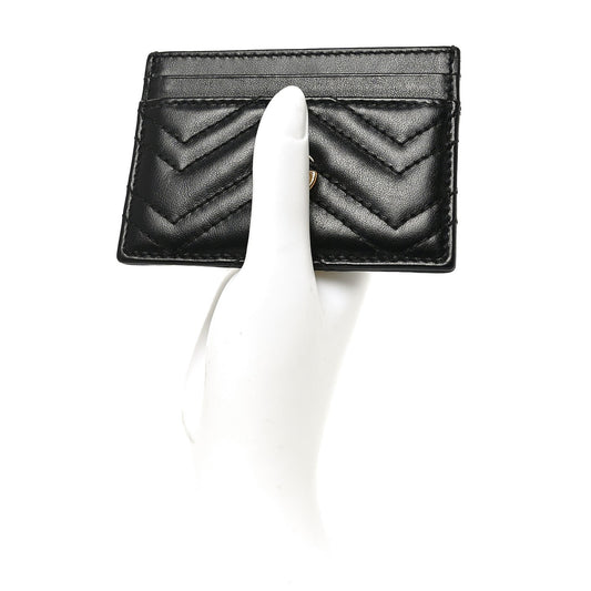 Calfskin Matelasse GG Marmont Card Holder Black