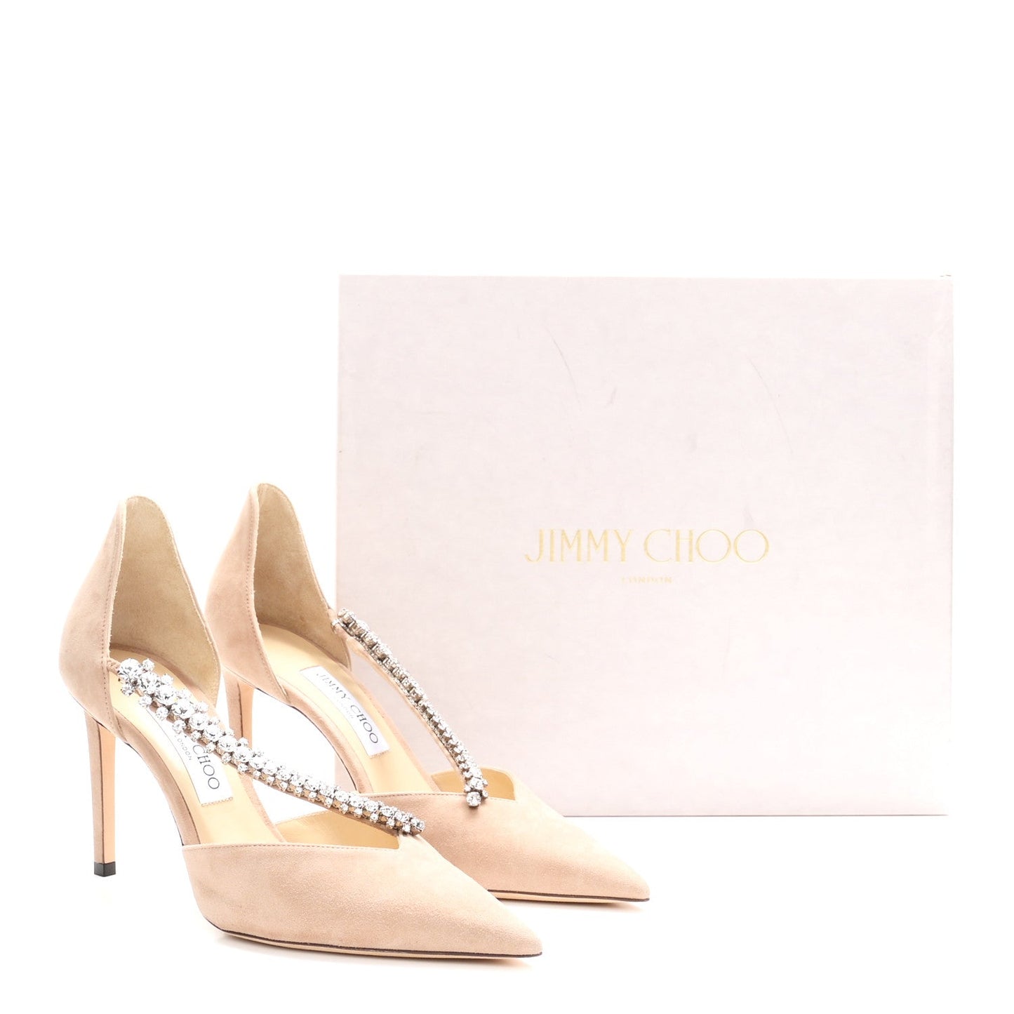 Suede Crystal Bee 85 Pumps 40 Ballet Pink