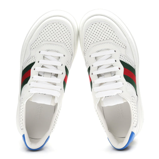 Calfskin Web Perforated Womens Platform 55mm Sneakers 36 White Bright Splash