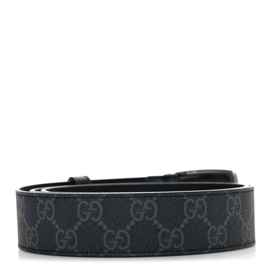 GG Supreme Monogram Plaque Buckle Belt 90 36 Black
