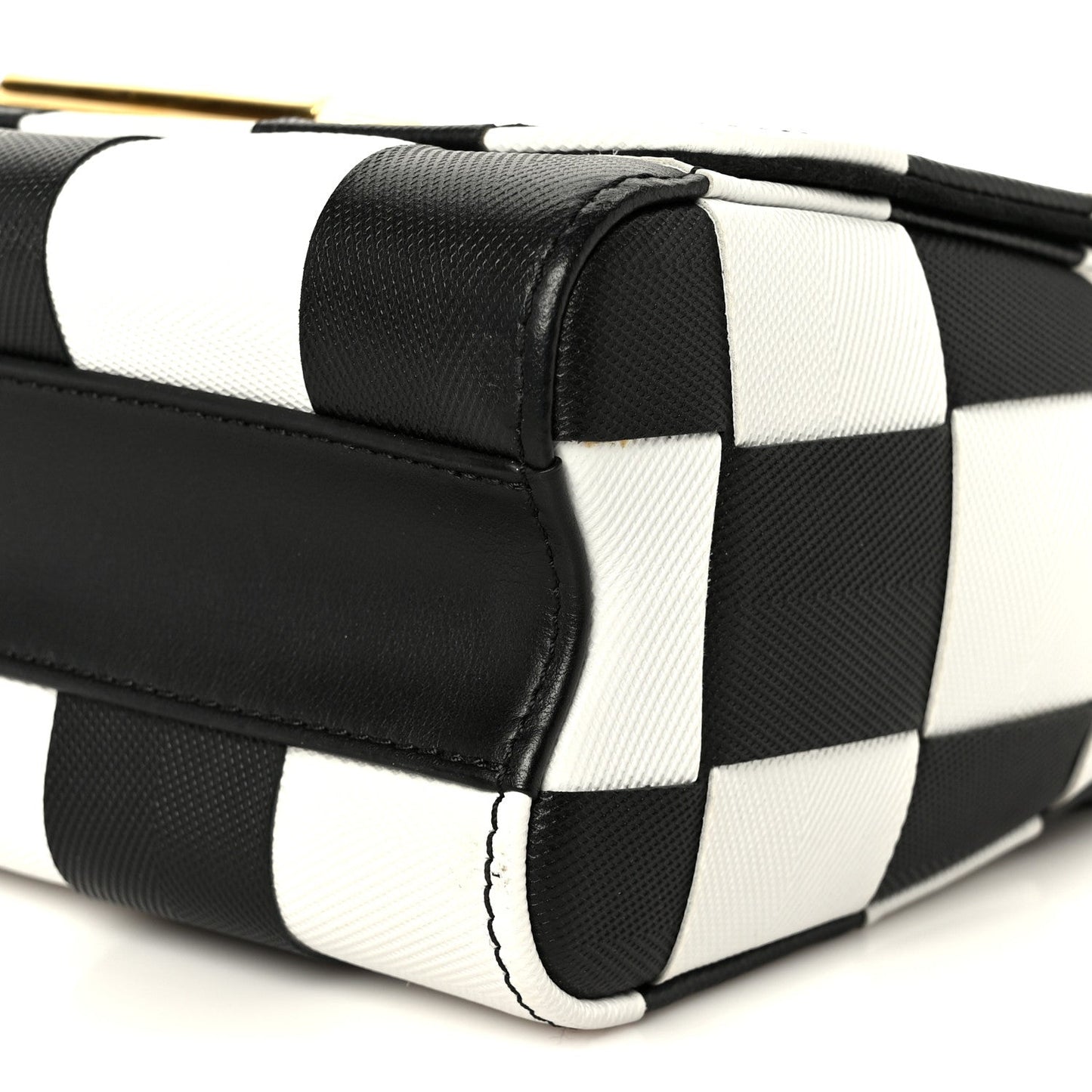 Calfskin Damier Tressage Twist Shoulder Bag MM Black White