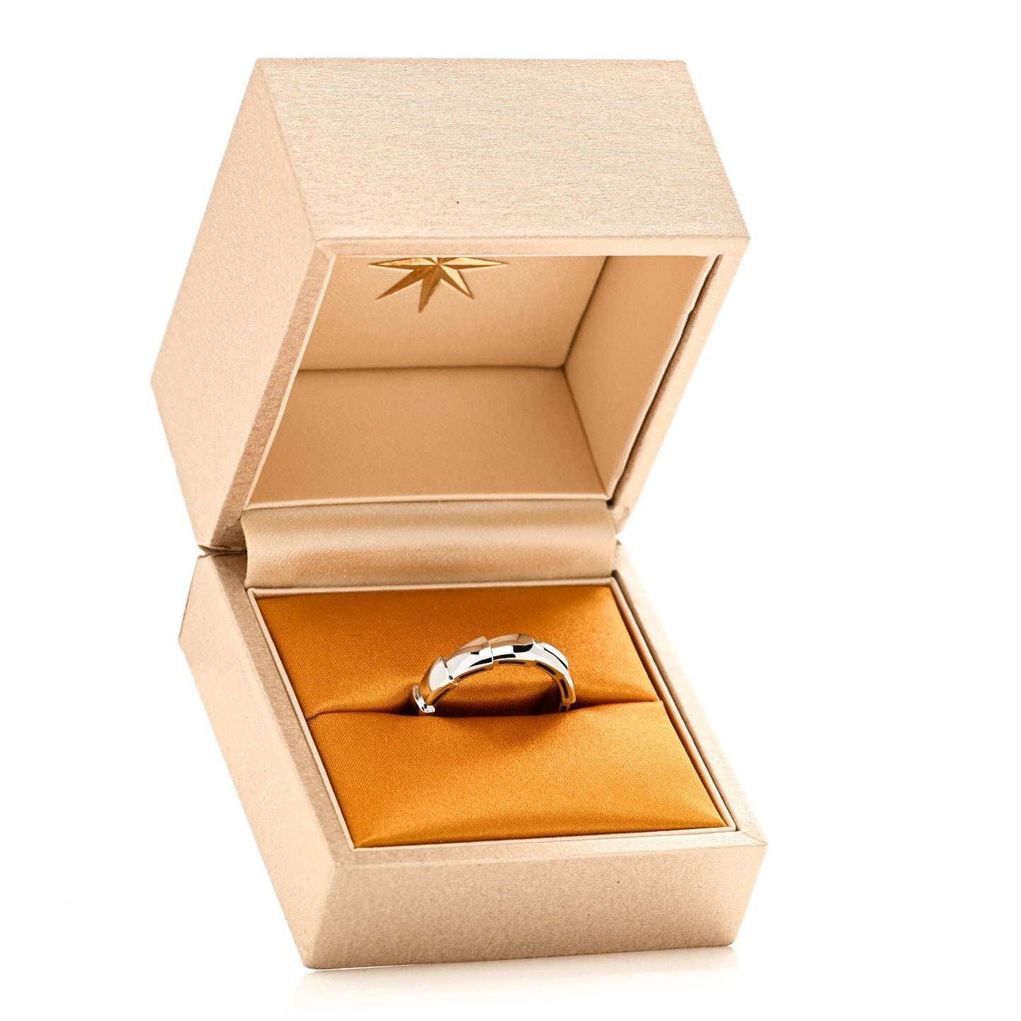 18K White Gold Serpenti Viper Thick Wedding Band Ring 56 7.5