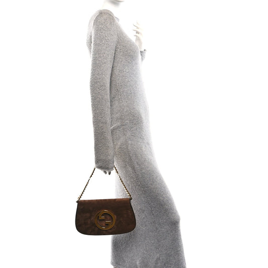 Suede Talco Roxy Calfskin Blondie Chain Shoulder Flap Bag Burnt Satin