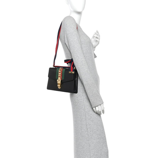 Calfskin Small Sylvie Shoulder Bag Black