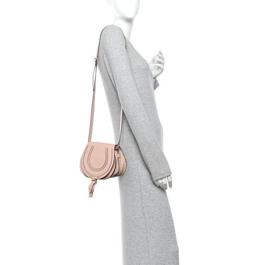 Grained Calfskin Mini Marcie Saddle Bag Blush Nude
