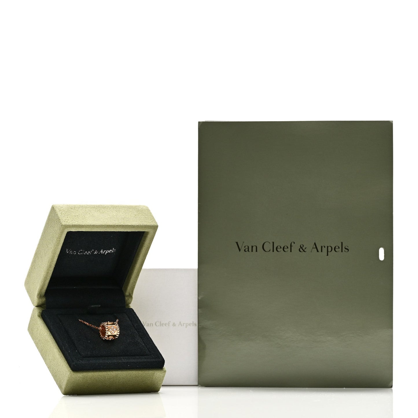 18K Rose Gold Diamond Small Perlee Clovers Pendant Necklace