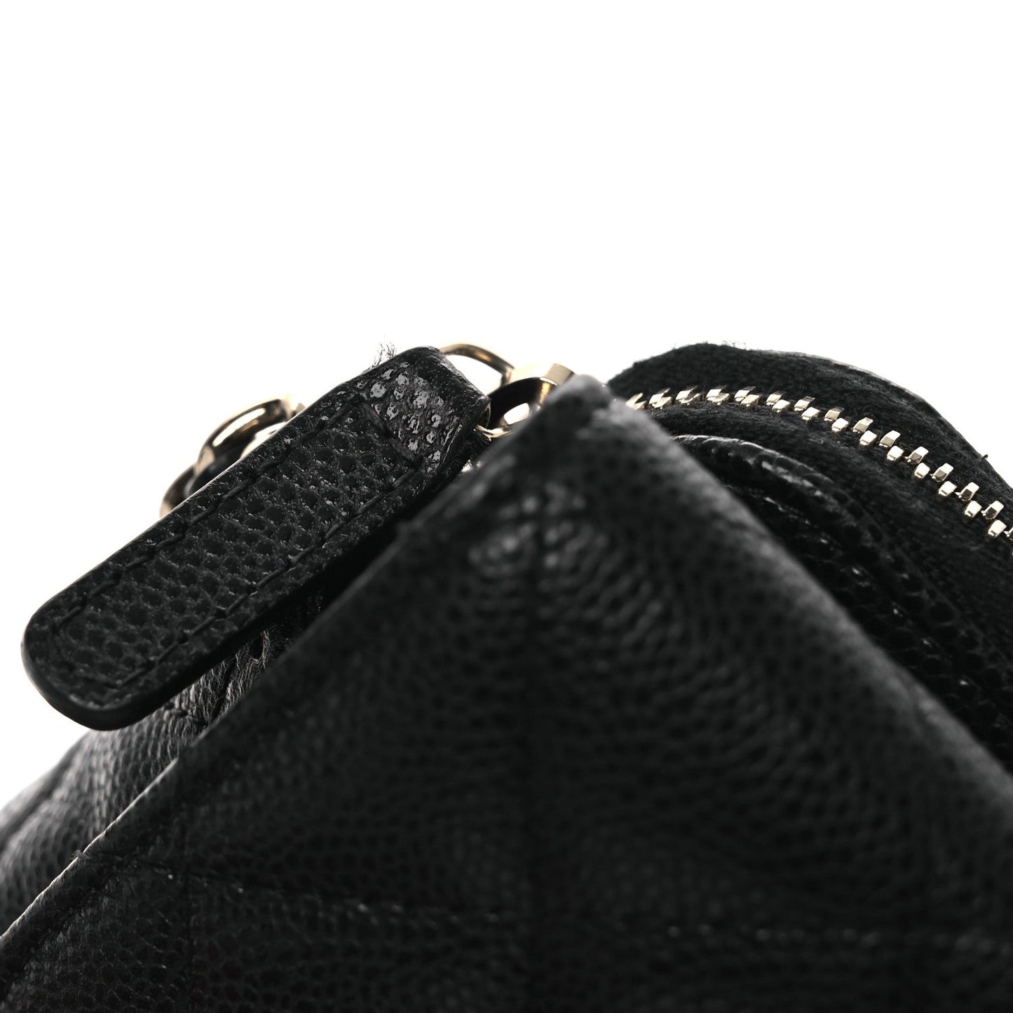 Caviar Quilted Flap Phone Holder With Chain Black