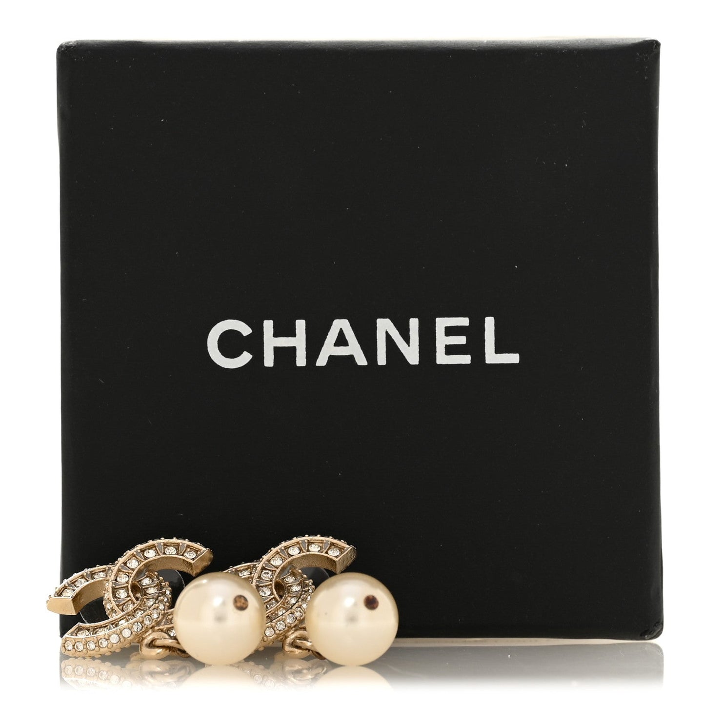 Crystal Timeless CC Pearl Drop Earrings Light Gold