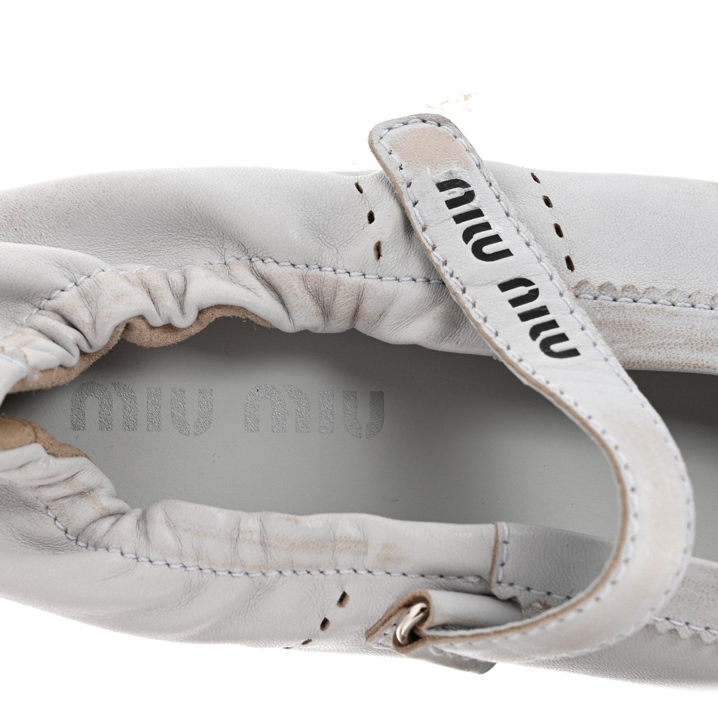 Bleached Nappa Womens Plume Mary Jane Ballerina Sneakers 37.5 Bianco